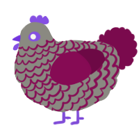 A ash and wine chicken with a lace pattern