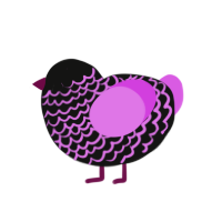 (unnamed), a black and orchid chicken with a lace pattern