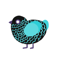 (unnamed), a black and aqua chicken with a lace pattern