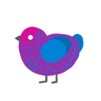(unnamed), a fuchsia and sapphire chicken with a double-lace pattern