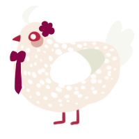 Vanilla shake, a cream and white chicken with a speckle pattern