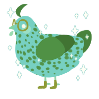 Mold, a aqua and viridian chicken with a speckle pattern