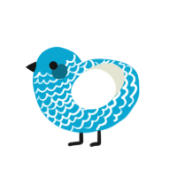 Glacier, a cerulean and white chicken with a lace pattern