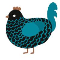 (unnamed), a black and sea chicken with a lace pattern