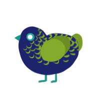 (unnamed), a navy and chartreuse chicken with a half-lace pattern