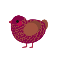 Rusty Fence, a maroon and russet chicken with a lace pattern