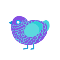 ballerina fish, a blurple and aqua chicken with a lace pattern