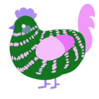 (unnamed), a leaf and lavender chicken with a bar pattern