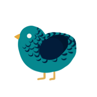 Wug, a teal and tumblr chicken with a half-lace pattern