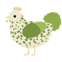 A olive and blurple chicken with a speckle pattern