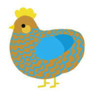 A gold and sky chicken with a lace pattern
