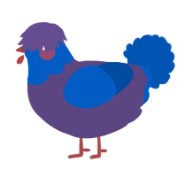 gen1 overcast, a overcast and ultramarine chicken with a head pattern