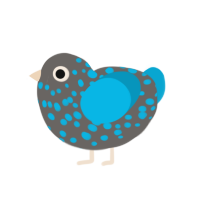 The M0m Fr13nd, a grey and cerulean chicken with a speckle pattern