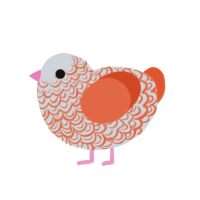 (unnamed), a mist and vermilion chicken with a double-lace pattern