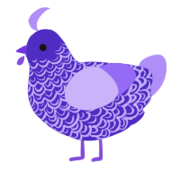 ourple, a indigo and lilac chicken with a double-lace pattern