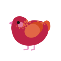 (unnamed), a crimson and vermilion chicken with a neck-speckle pattern