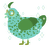 Mold, a aqua and viridian chicken with a speckle pattern