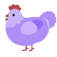 A lilac chicken with a head pattern