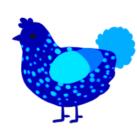 Cyanide, a tumblr and sapphire chicken with a speckle pattern