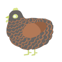 A grey and brown chicken with a lace pattern