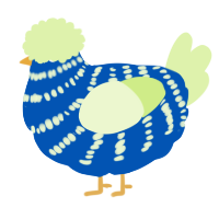 A ultramarine and apple chicken with a bar pattern