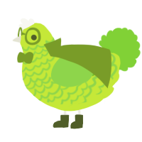 A lime and grass chicken with a lace pattern