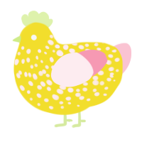 A yellow and rose chicken with a speckle pattern