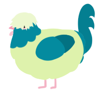 A apple and sea chicken with a head pattern