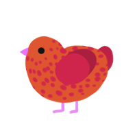 (unnamed), a vermilion and crimson chicken with a speckle pattern