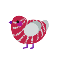 RedVelvet Crepe Cake, a crimson and silver chicken with a bar pattern