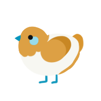 ほこり, a white and orange chicken with a head pattern