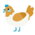 A white and orange chicken with a head pattern
