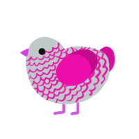 Hyphae, a silver and fuchsia chicken with a lace pattern