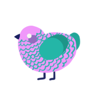Party Popper, a lavender and turquoise chicken with a lace pattern