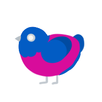 Doombringer, a fuchsia and ultramarine chicken with a head pattern