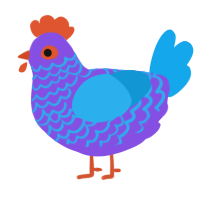 A blurple and sky chicken with a lace pattern