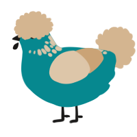 (unnamed), a teal and beige chicken with a neck-speckle pattern