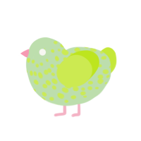 Chip Bag, a gluppy and lime chicken with a speckle pattern
