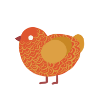 (unnamed), a vermilion and orange chicken with a double-lace pattern