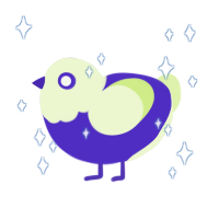 MIKU, a indigo and gluppy chicken with a head pattern