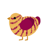 Hazard, a honey and maroon chicken with a bar pattern