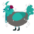 HATSUNE MIKU, a grey and turquoise chicken with a head pattern