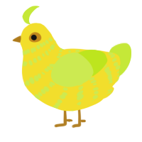 A yellow and lime chicken with a bar pattern