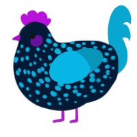 (unnamed), a ultramarine and cerulean chicken with a lace pattern