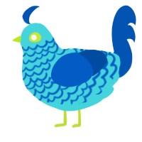 Electric Blue, a aqua and ultramarine chicken with a lace pattern