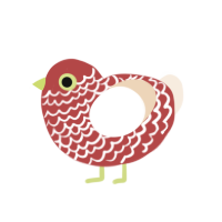 Apple Pie, a red and cream chicken with a lace pattern