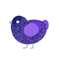 serena, a navy and blurple chicken with a double-lace pattern