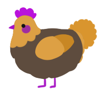 A bark and orange chicken with a head pattern