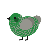 Camo, a viridian and ash chicken with a lace pattern