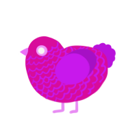 MY EYES, a fuchsia and amethyst chicken with a lace pattern